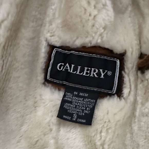 Vintage Gallery Brown Sued Leather Jacket with Cream Accents - Picture 7 of 11